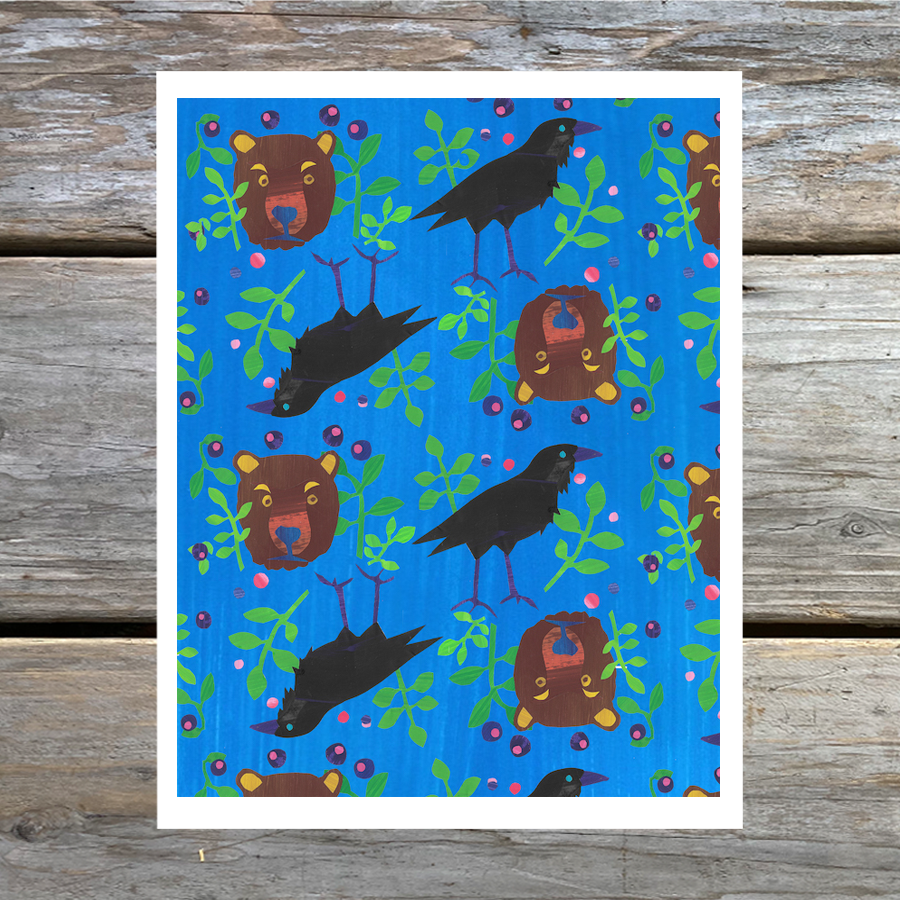 Raven Bear Note Card