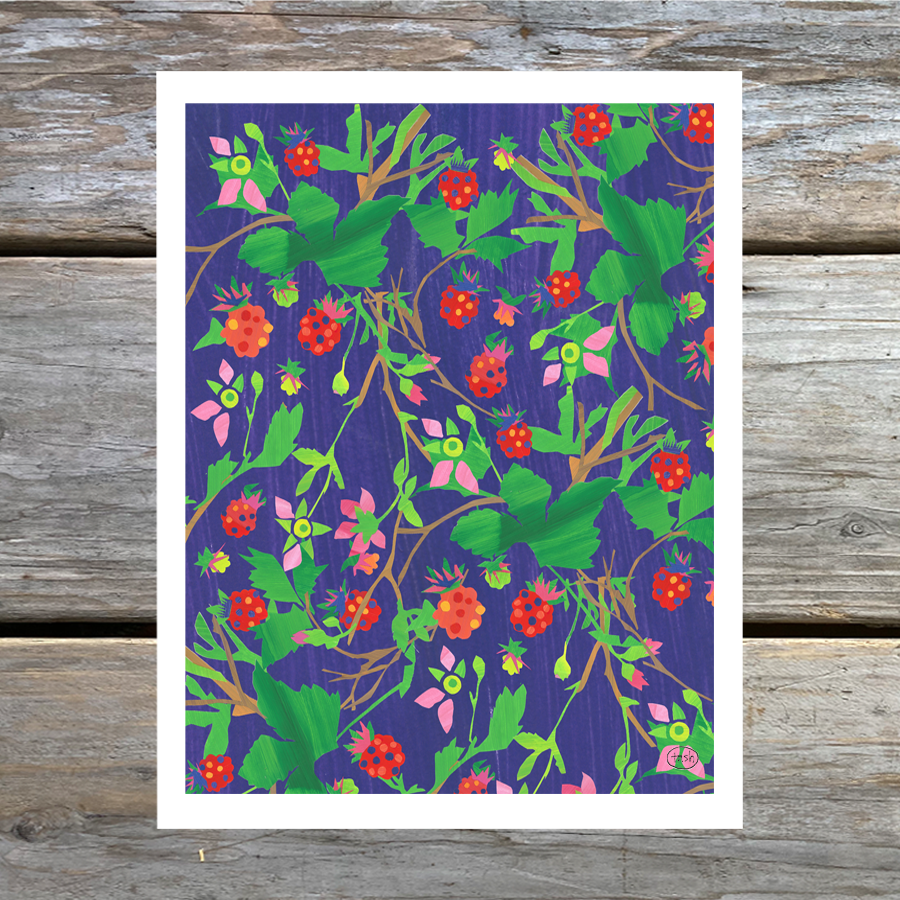 Salmonberry Pattern Note Card