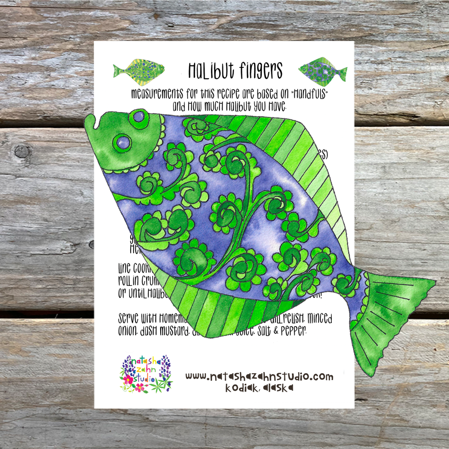 Halibut Illustrated Recipe 5 x 7 Art Card