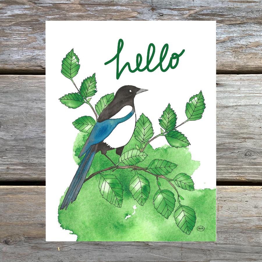 Magpie Hello Note Card