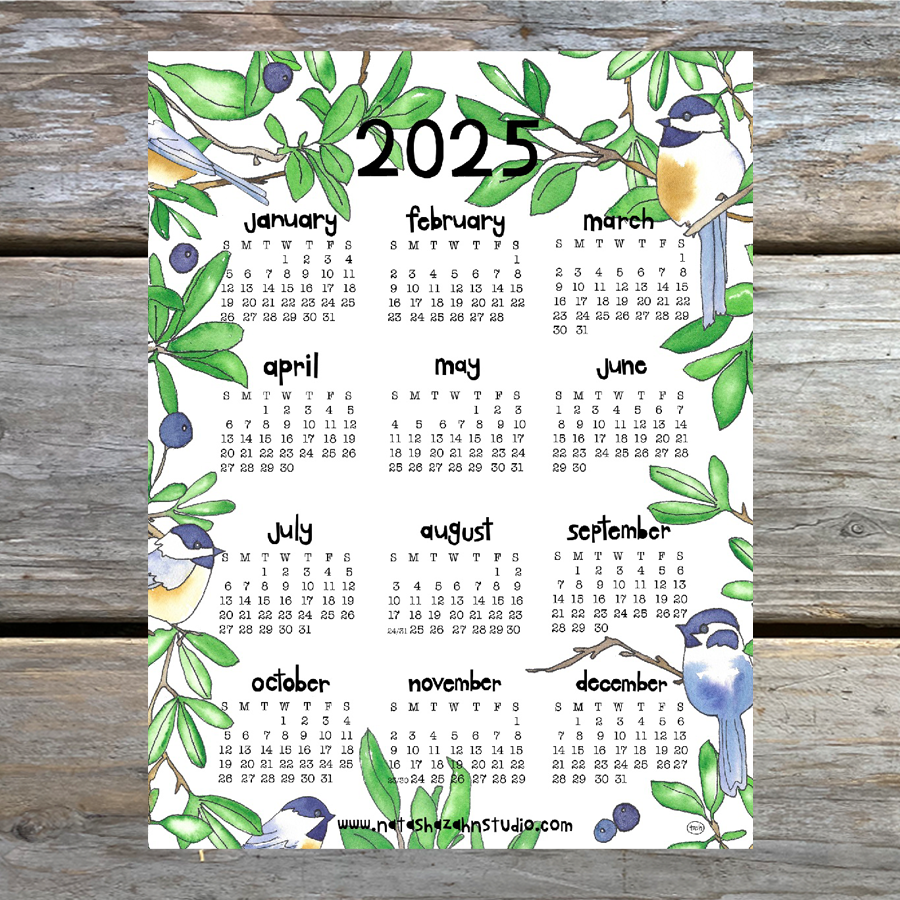 2025 Year at a Glance Calendar – Natasha Zahn Studio